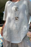 Izi Cheesecloth Button Tee Stone